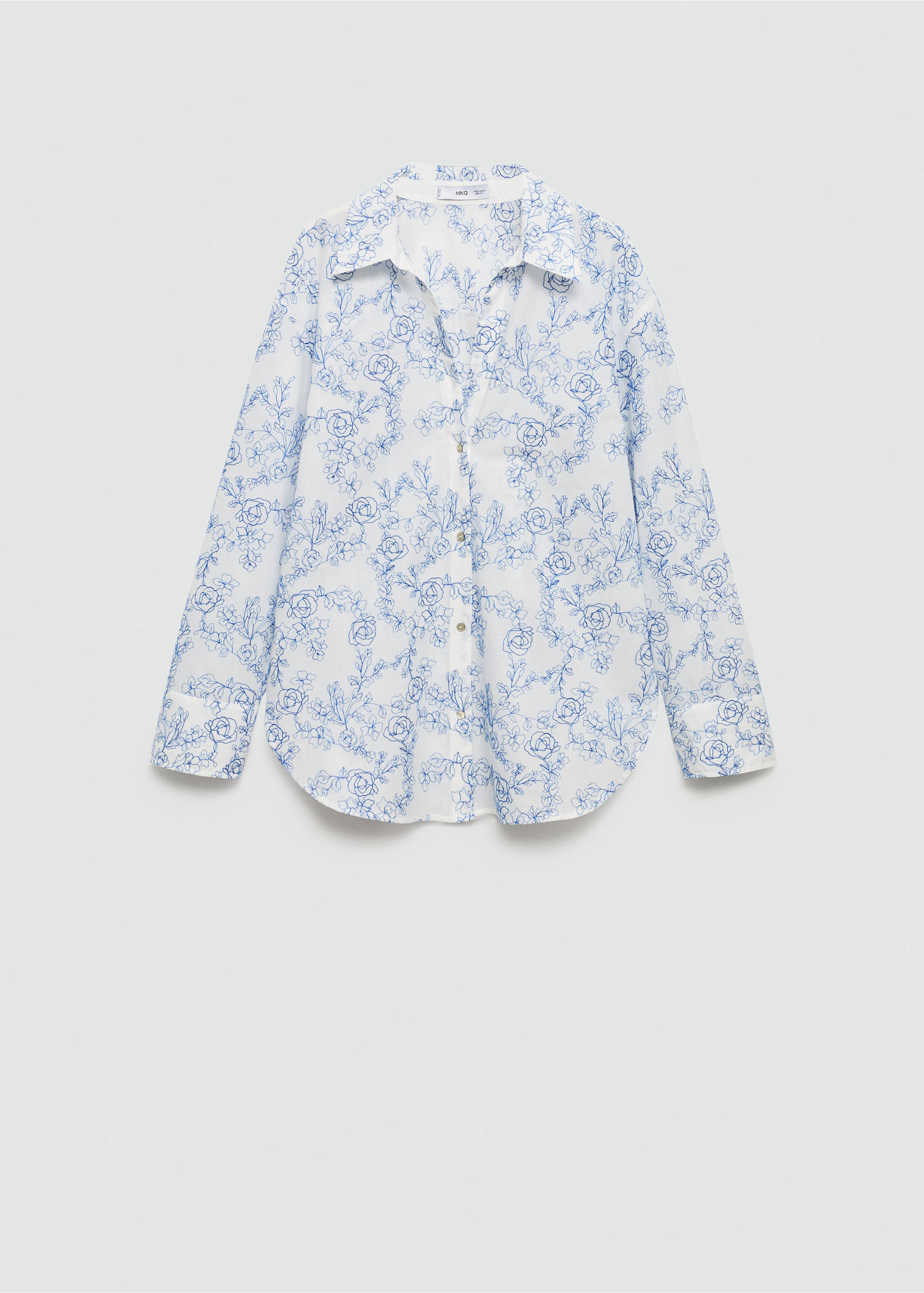 Shirt with floral embroidery - Article without model, Off White. Ref: 87108644-00.