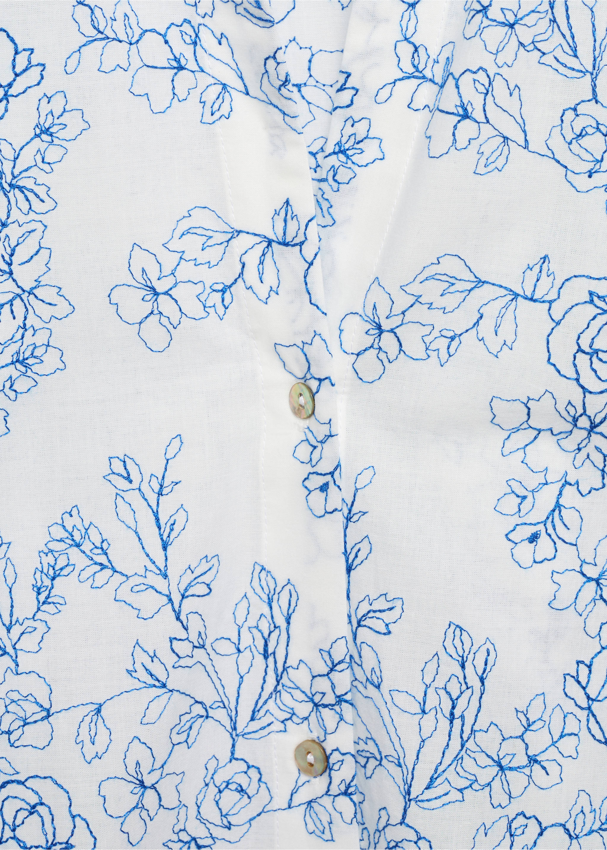 Shirt with floral embroidery - Details of the article 8, Off White. Ref: 87108644-00.