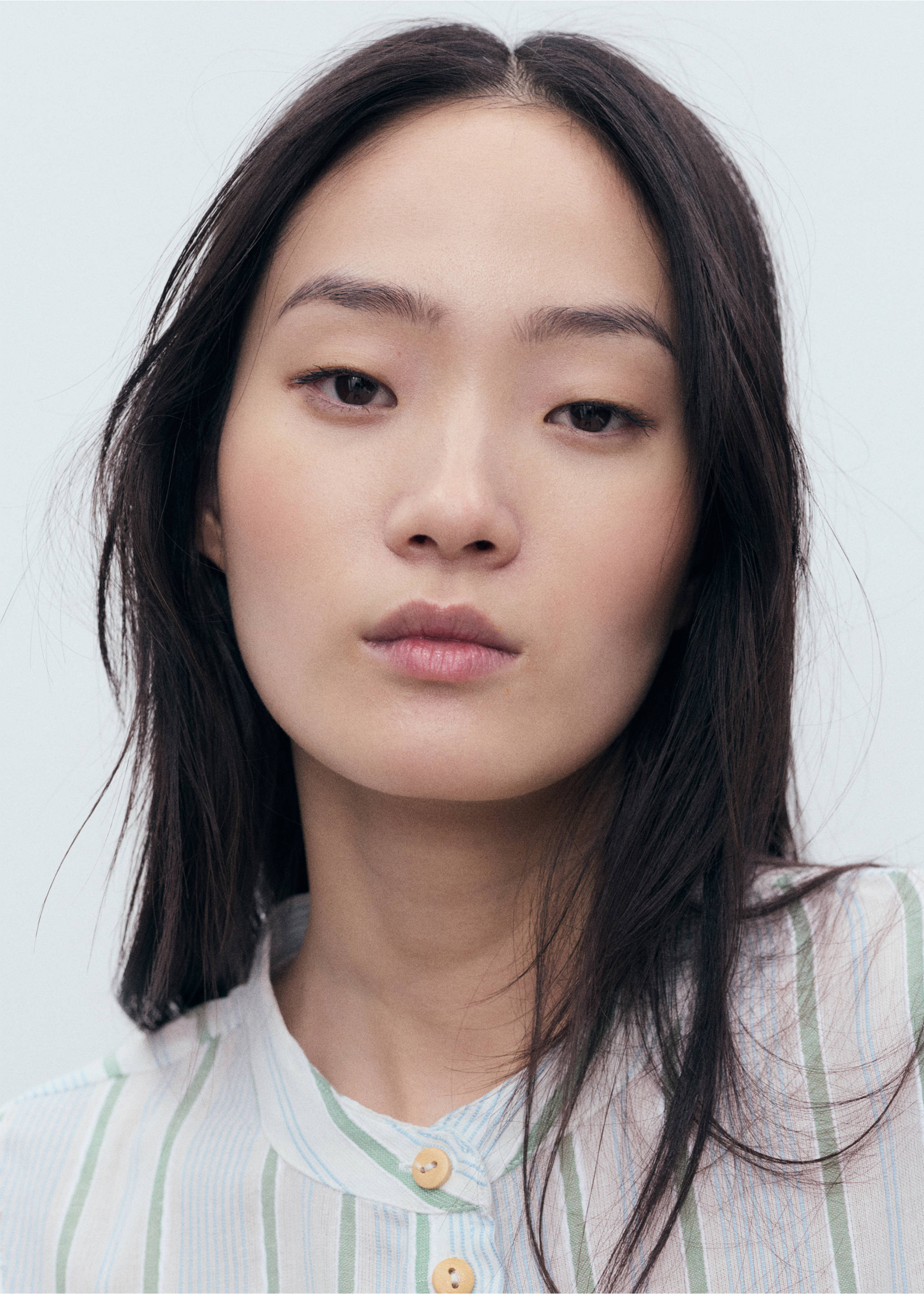 Stripe-print shirt - Details of the article 1, Blue. Ref: 87108646-00.