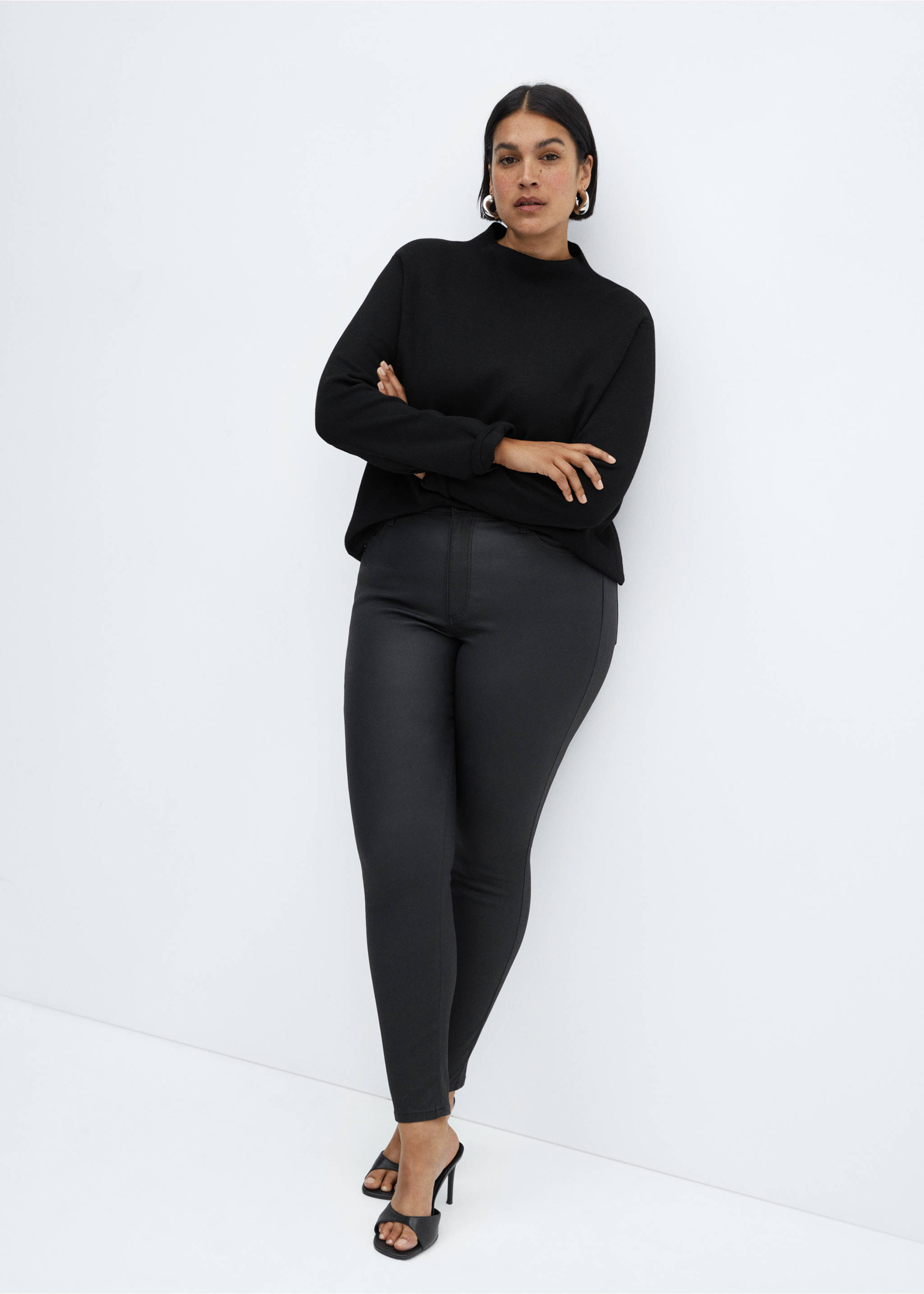 Jean skinny taille haute enduit - Détail de l'article 4, Noir. Ref: 87110266-00.