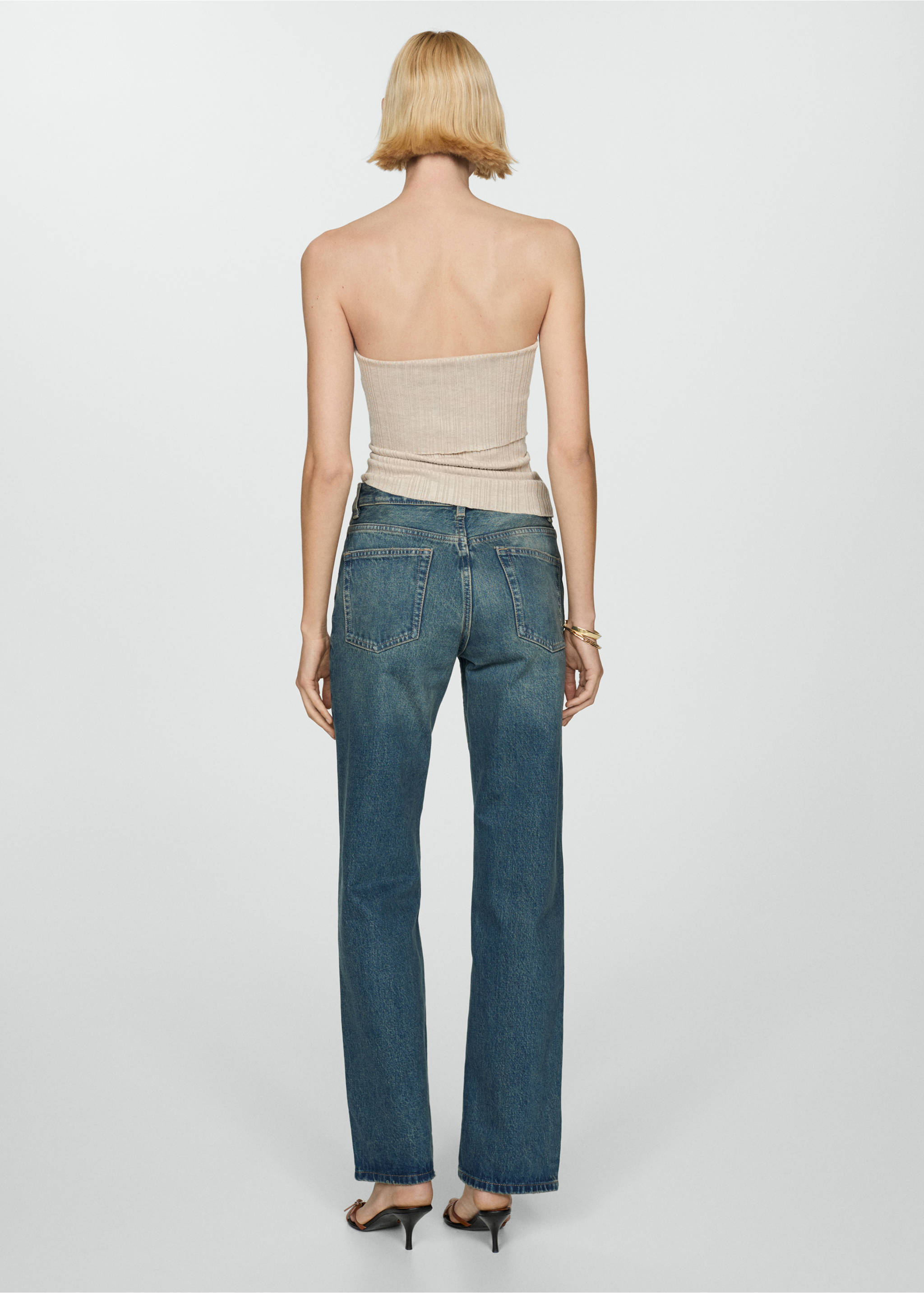 Strapless knitted top - Reverse of the article, Light/Pastel Grey. Ref: 87118639-00.