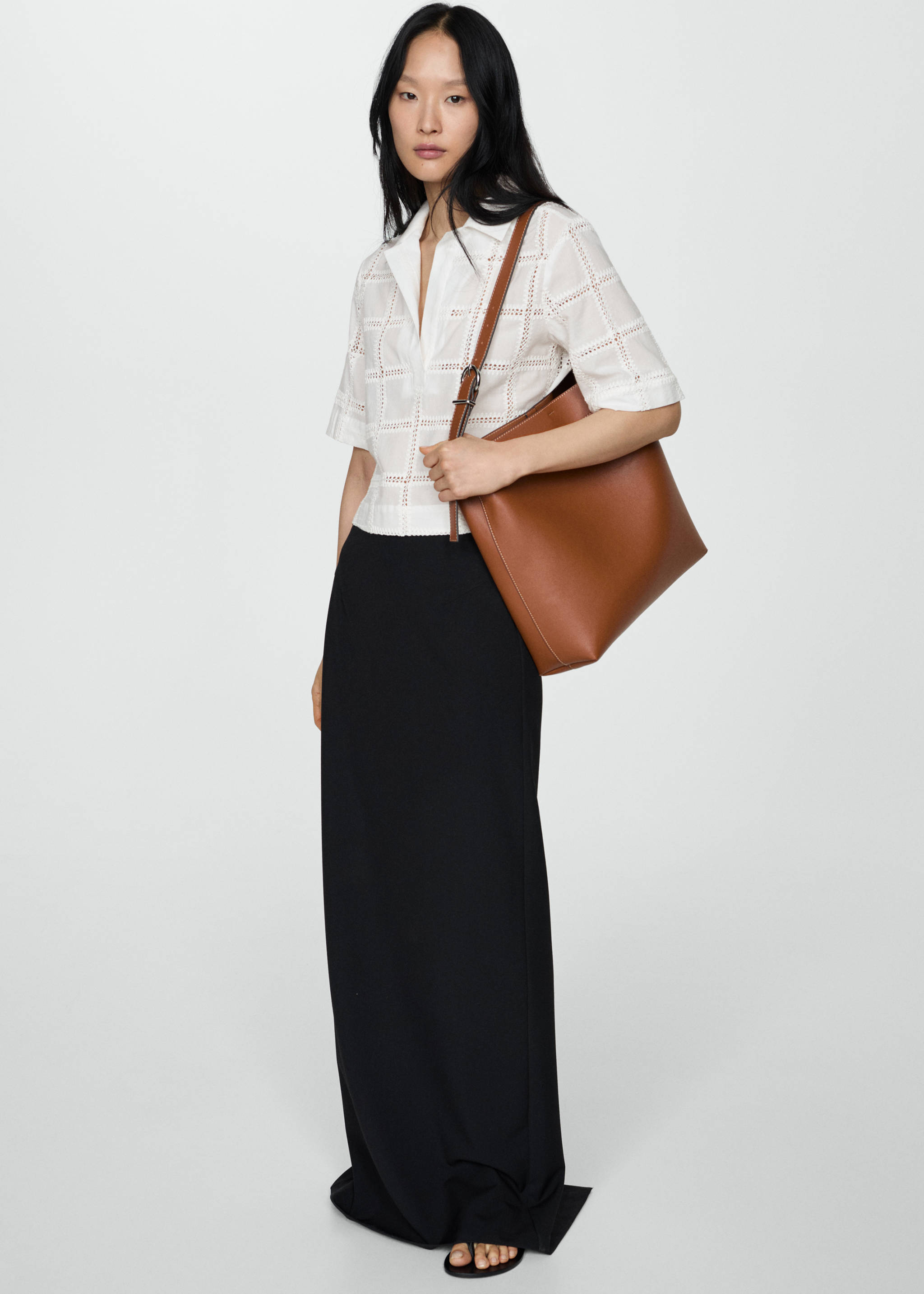 Embroidered polo-neck blouse - Details of the article 2