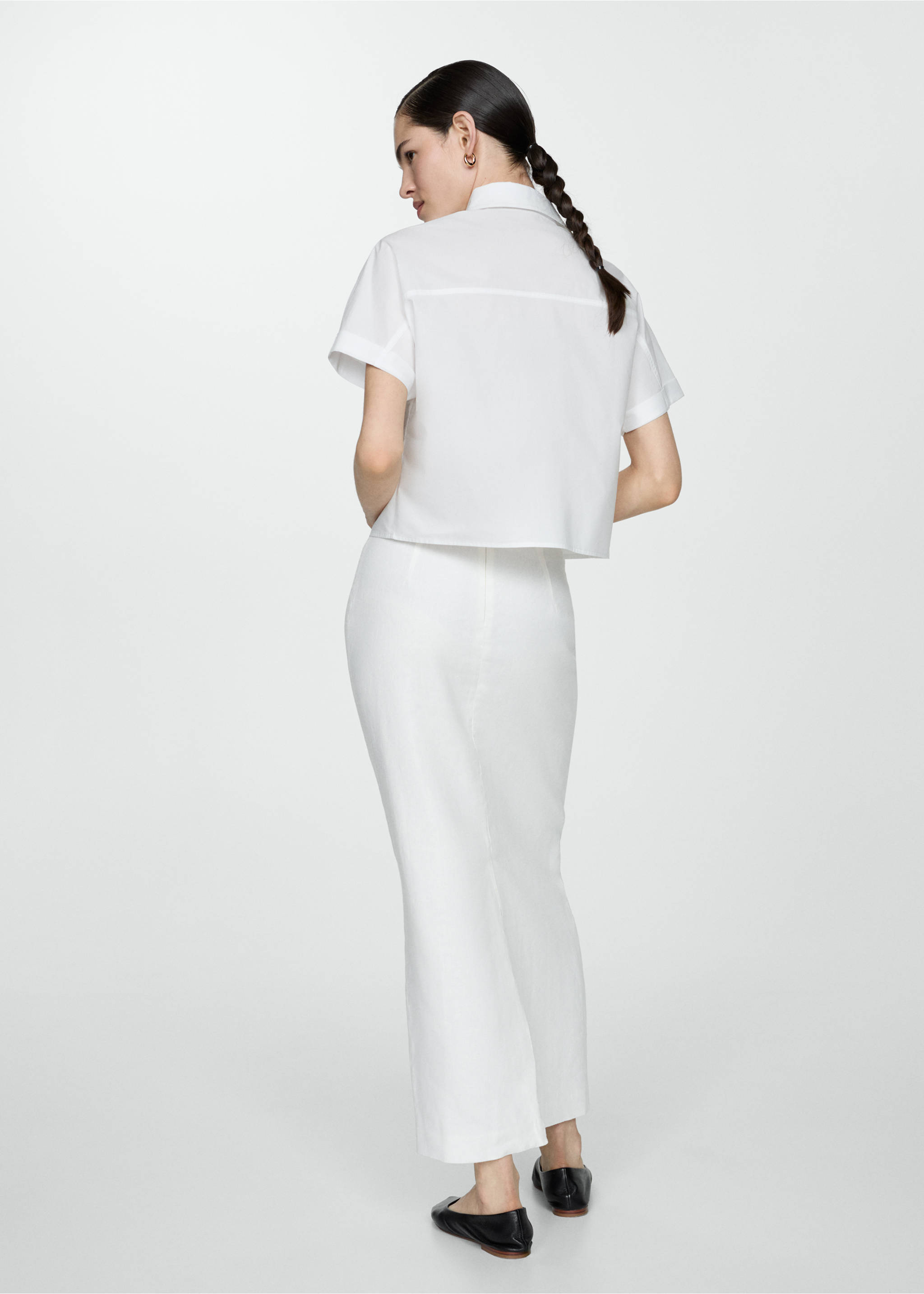 Chemise crop 100 % coton - Verso de l’article, Blanc cassé. Ref: 87128639-00.