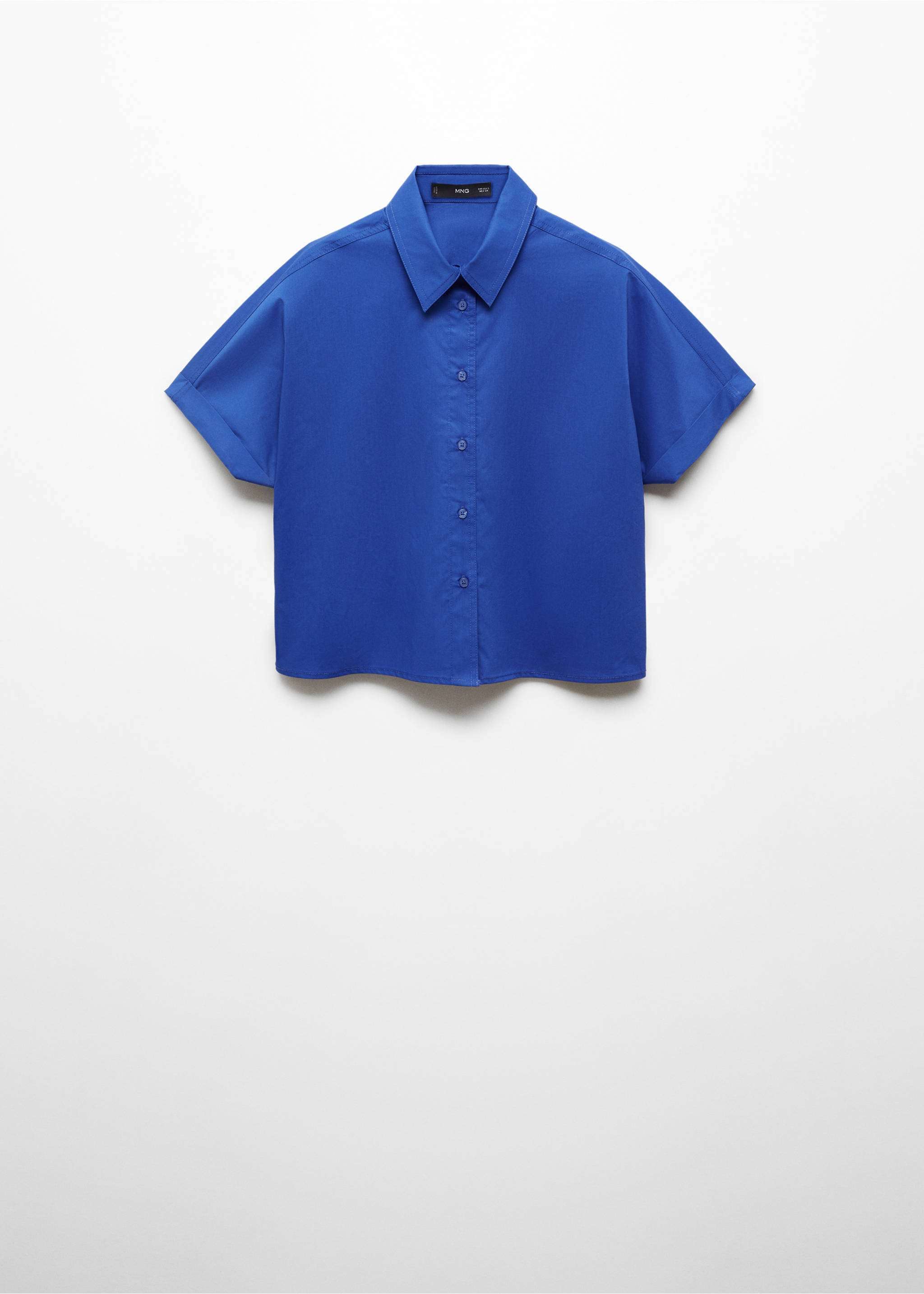 100% cotton crop shirt - Article without model, Blue. Ref: 87128639-00.