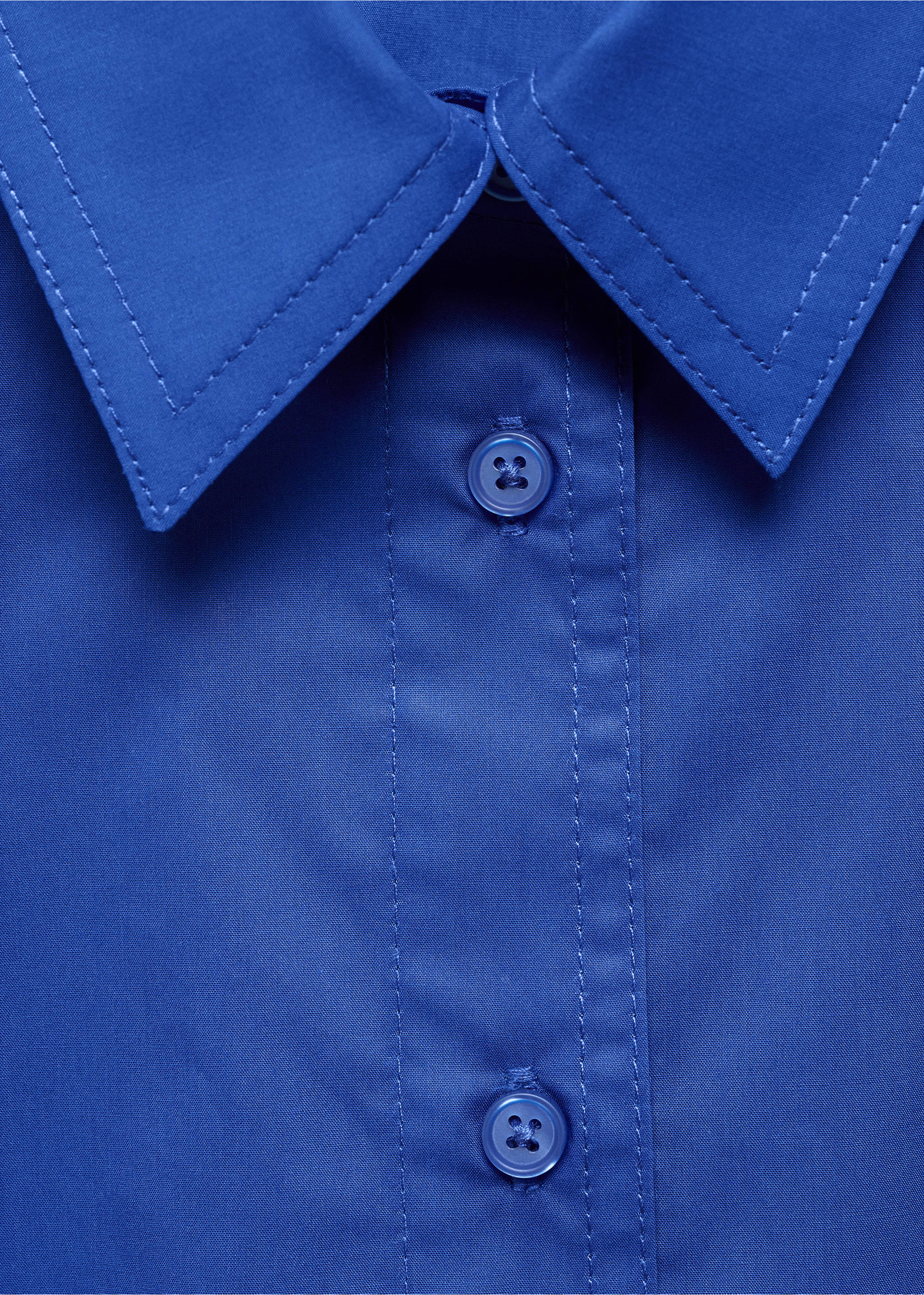 100% cotton crop shirt - Details of the article 8, Blue. Ref: 87128639-00.