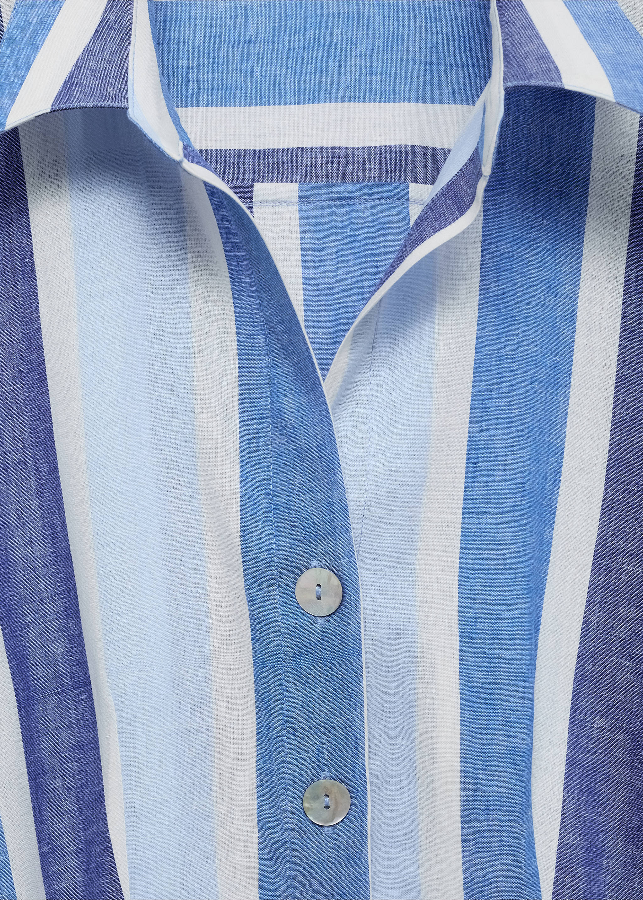 Belted striped shirt dress - Details of the article 8, Blue. Ref: 87128647-00.