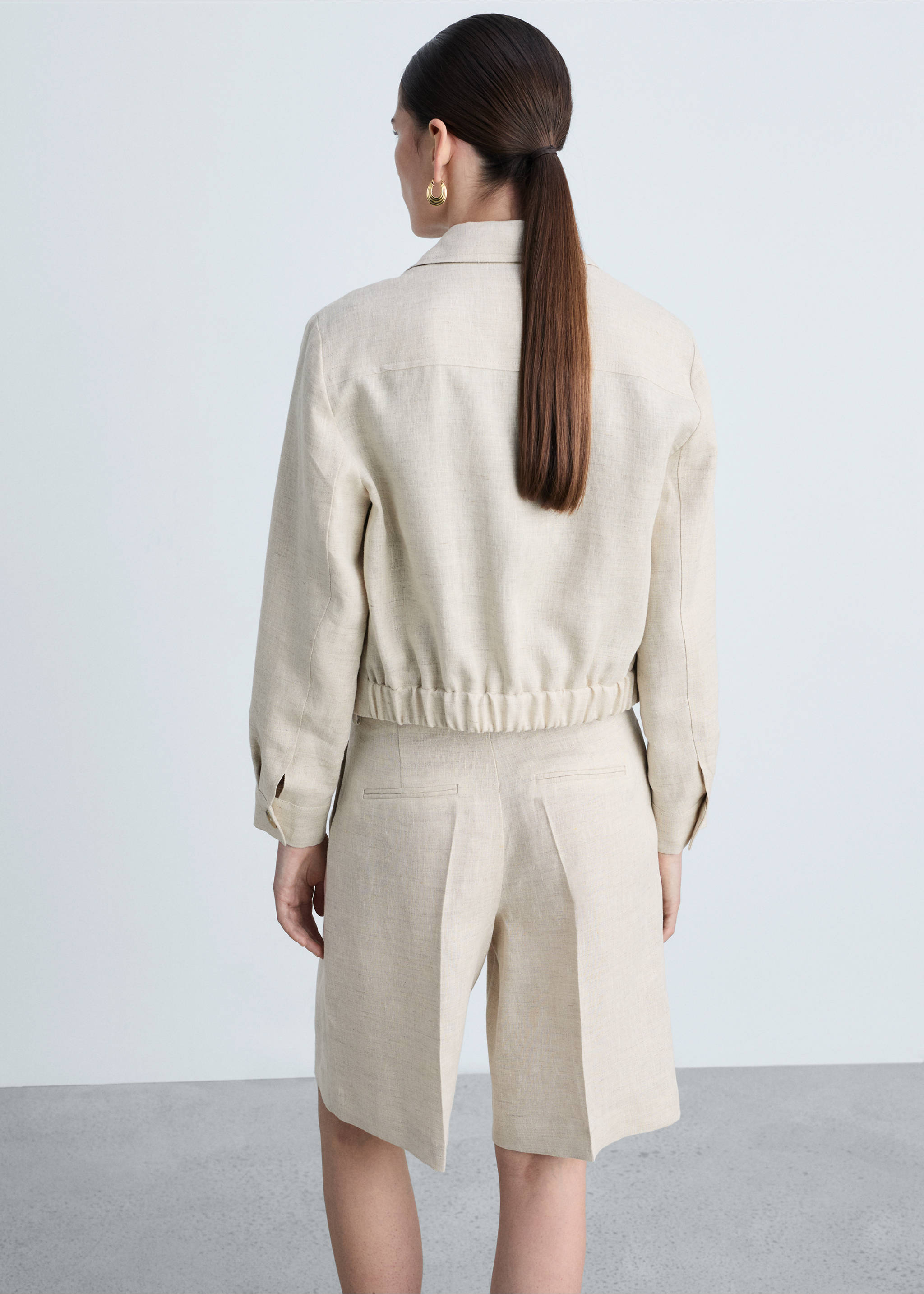 100% linen jacket with zip - Reverse of the article, Light/Pastel Grey. Ref: 87137147-00.