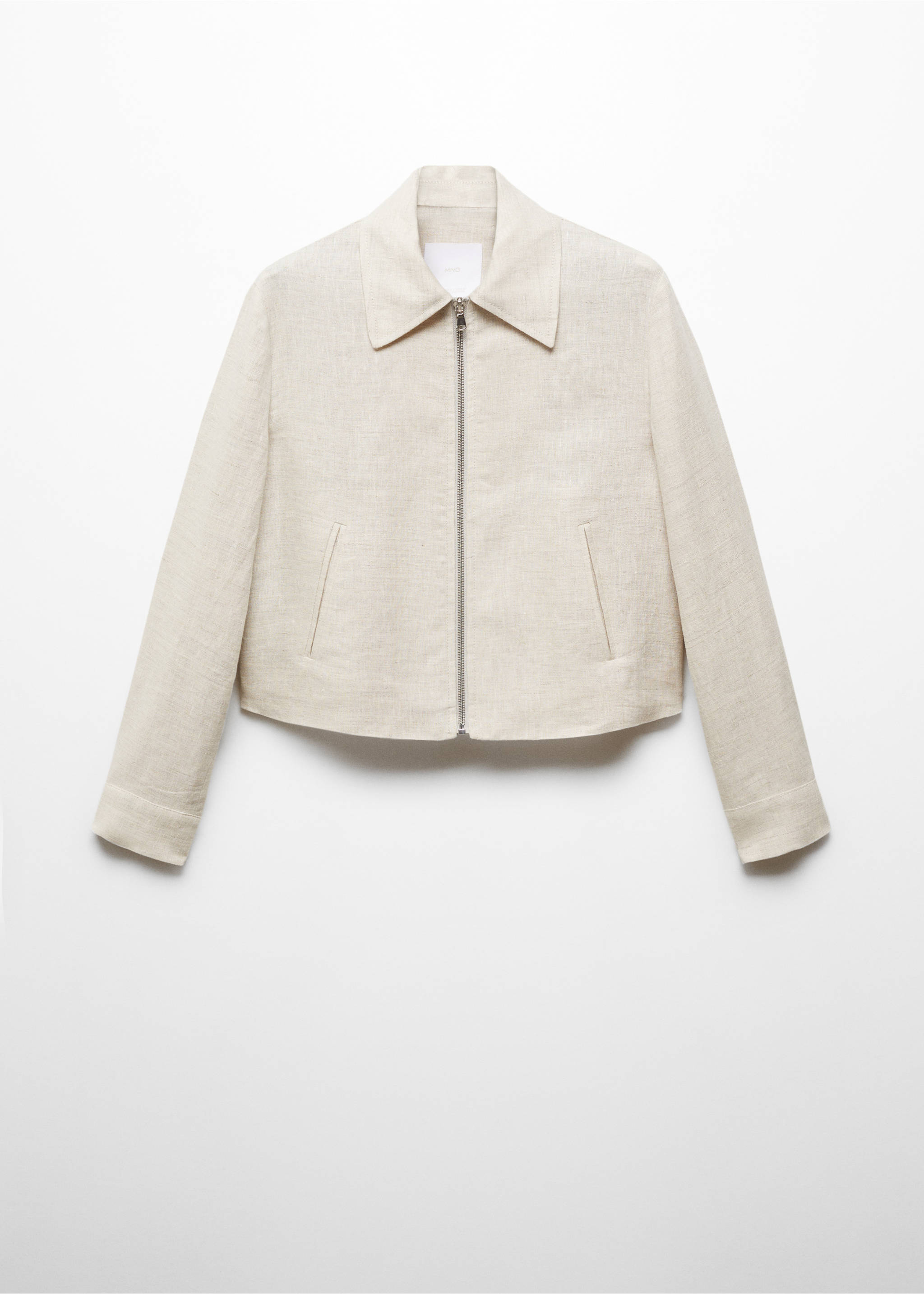 100% linen jacket with zip - Article without model, Light/Pastel Grey. Ref: 87137147-00.