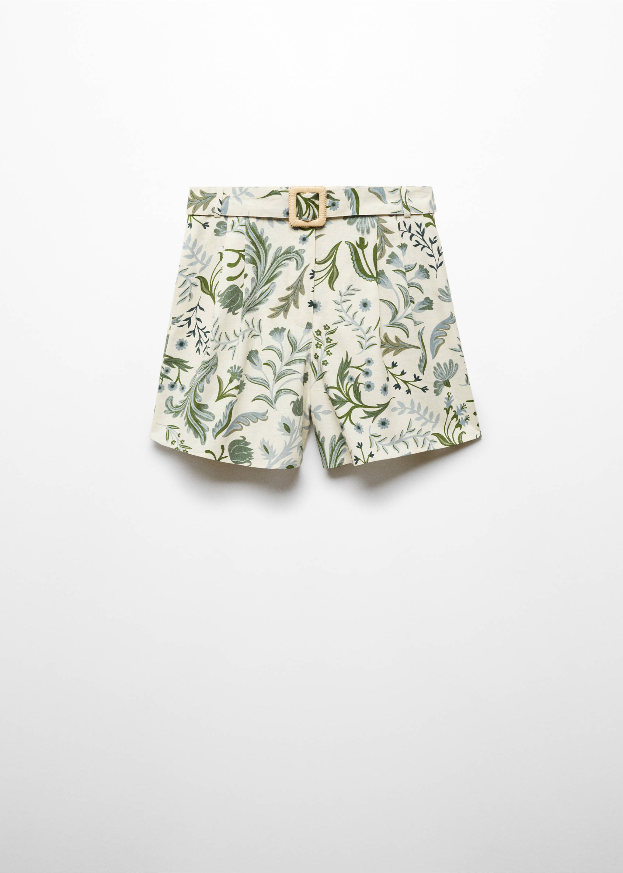 Printed shorts with belt - Article without model, Ecru. Ref: 87138641-00.