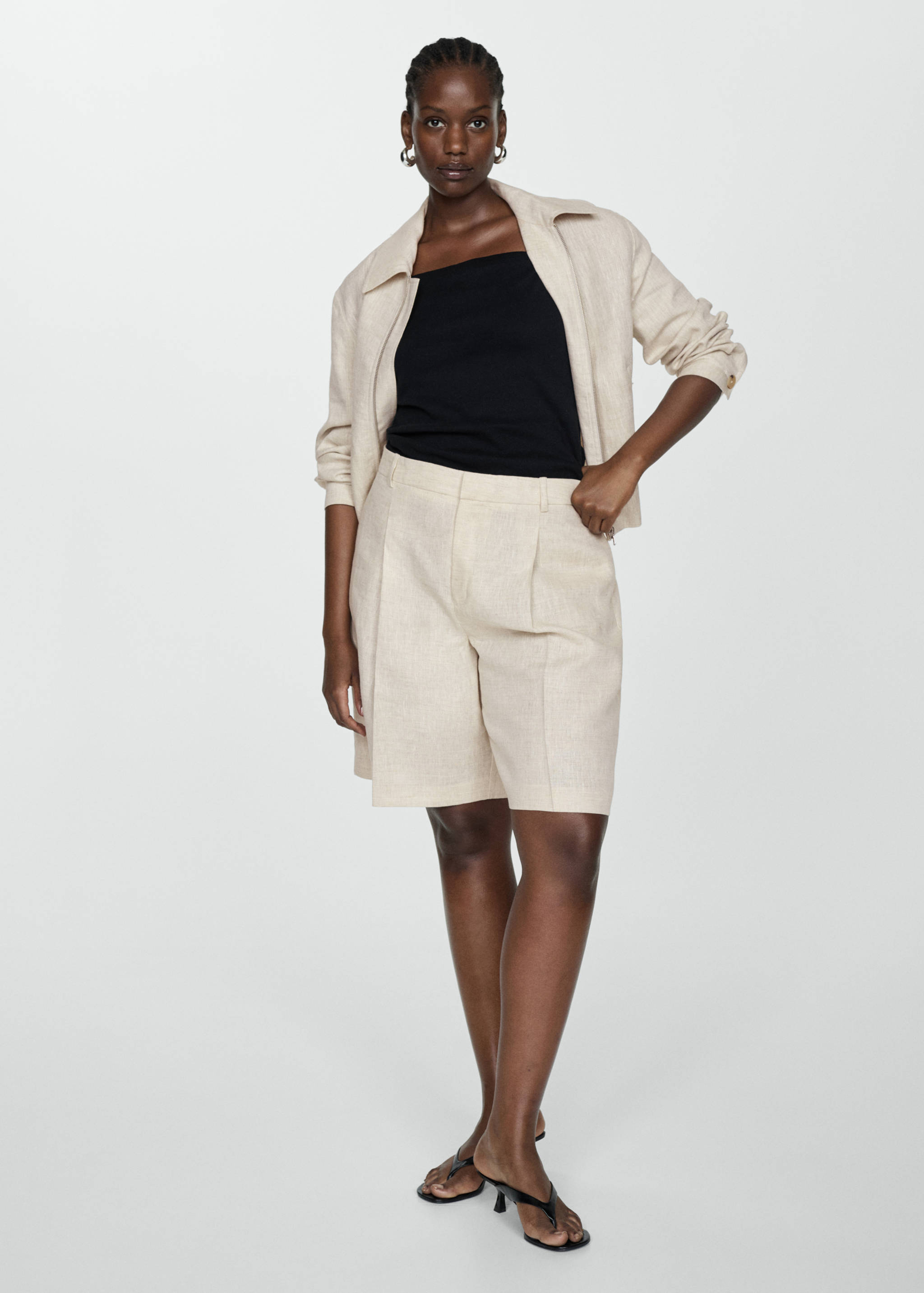 100% linen bermuda shorts - Details of the article 3