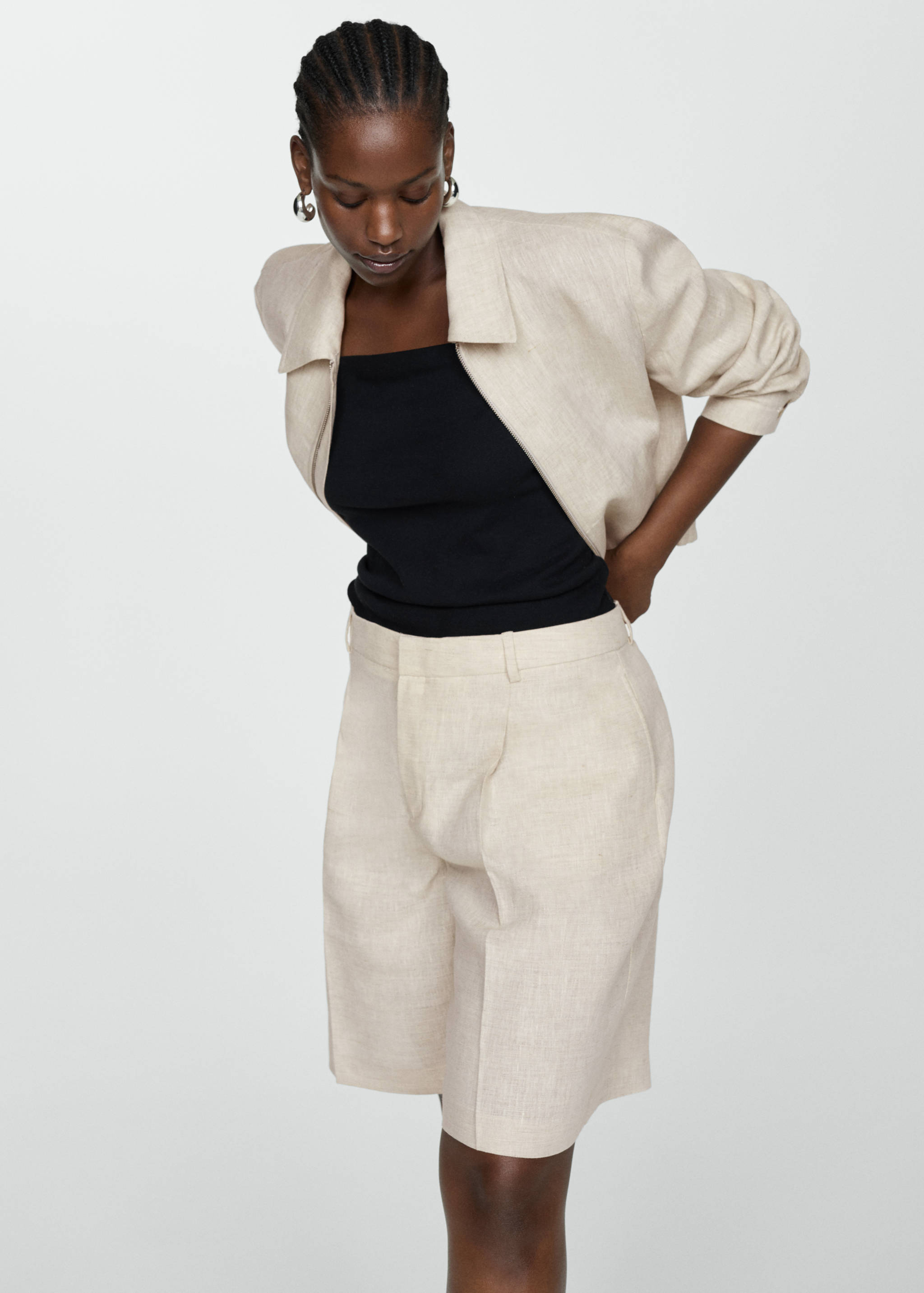 100% linen bermuda shorts - Details of the article 5