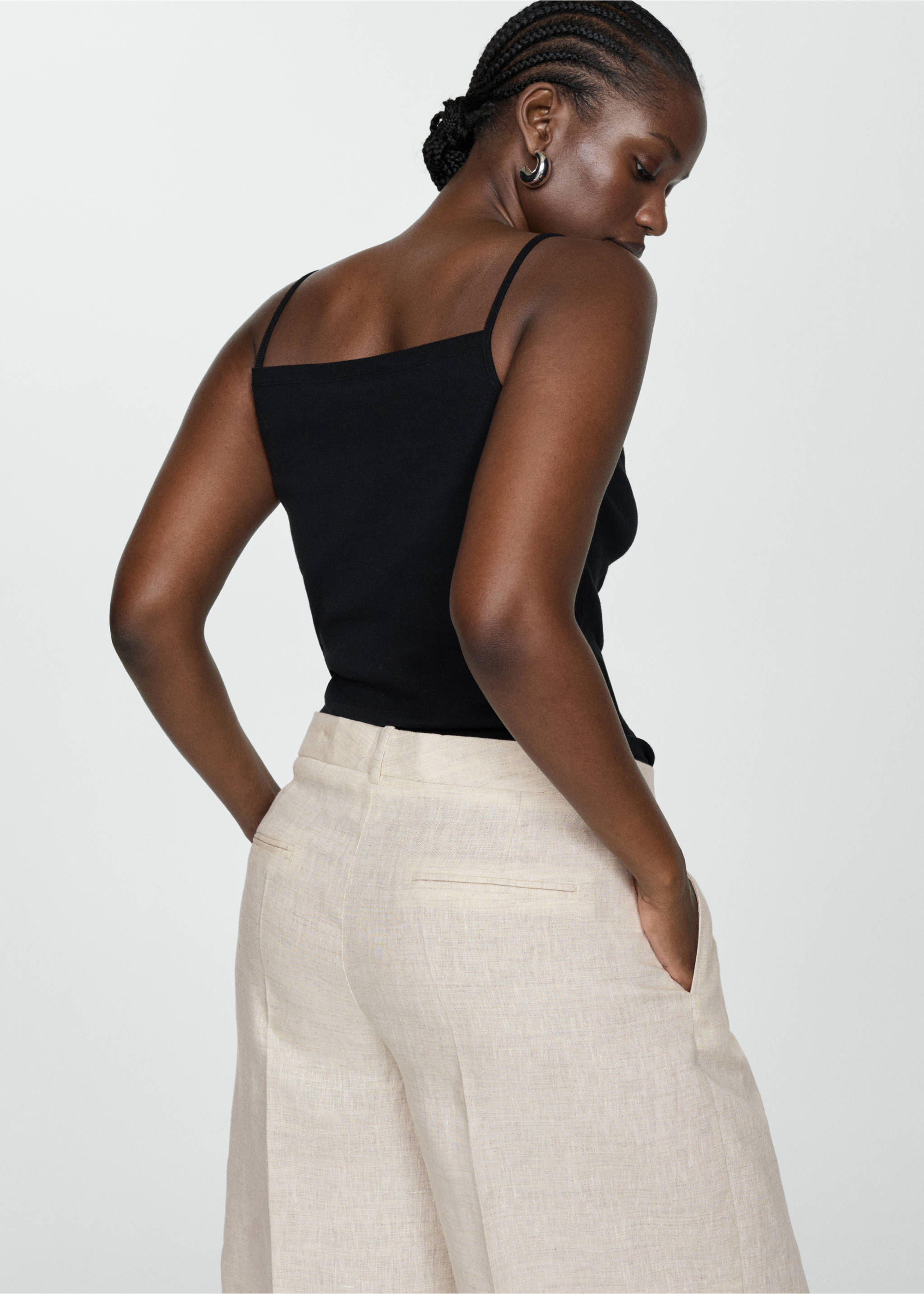 100% linen bermuda shorts - Details of the article 4, Light/Pastel Grey. Ref: 87147147-00.