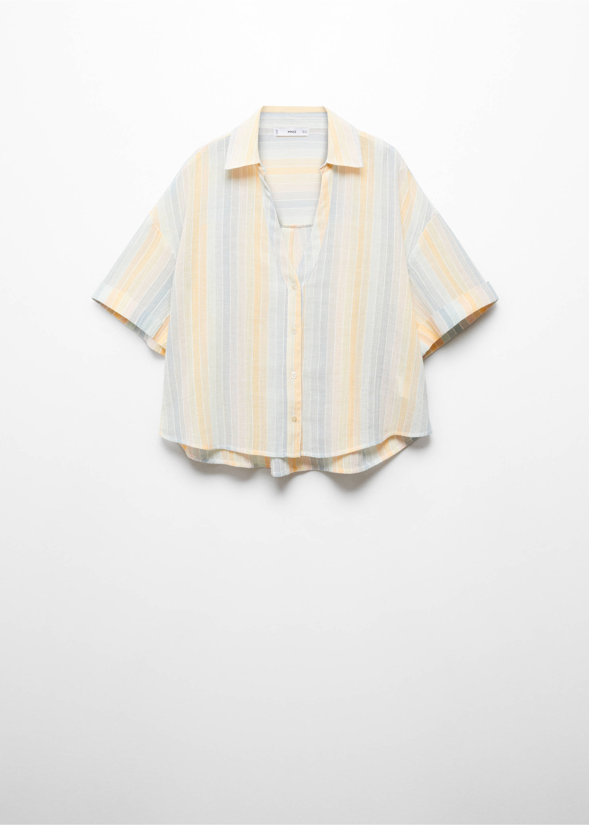 Semi-transparent striped shirt - Article without model, Pastel Yellow. Ref: 87158639-00.