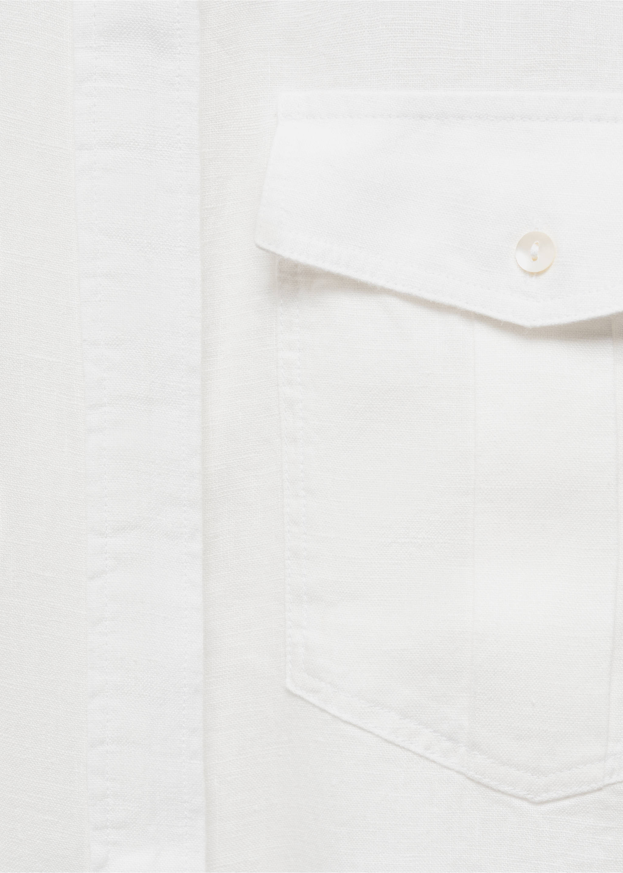Pocket linen shirt - Details of the article 8, White. Ref: 87177110-00.