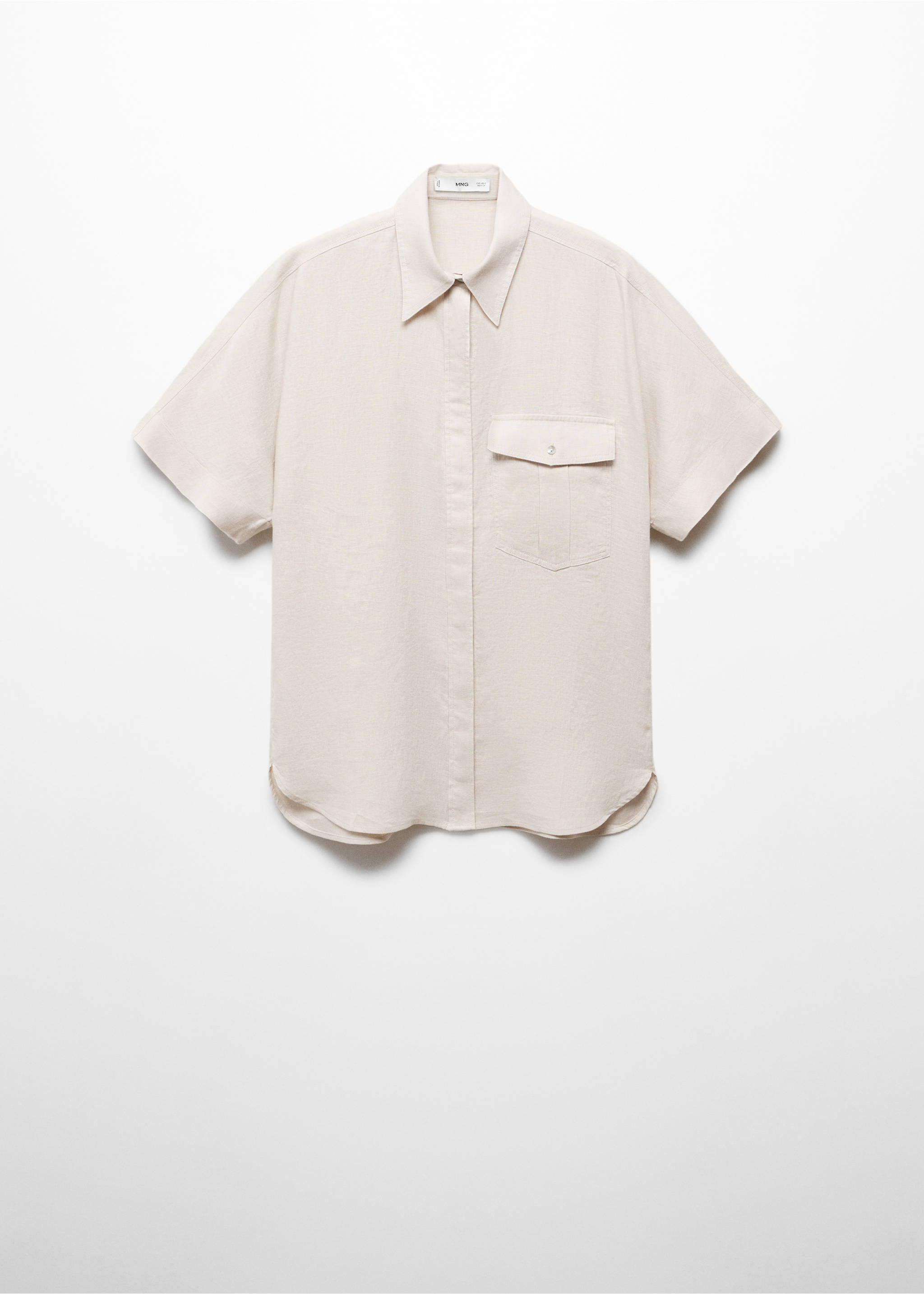 Pocket linen shirt - Article without model, Sand. Ref: 87177110-00.