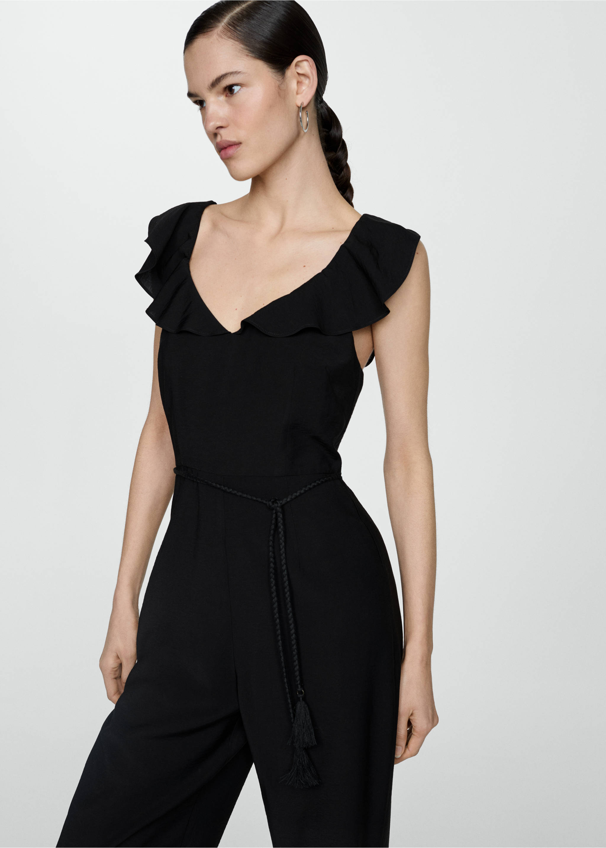 Mono largo cinturón borlas - Plano medio, Negro. Ref: 87188652-00.