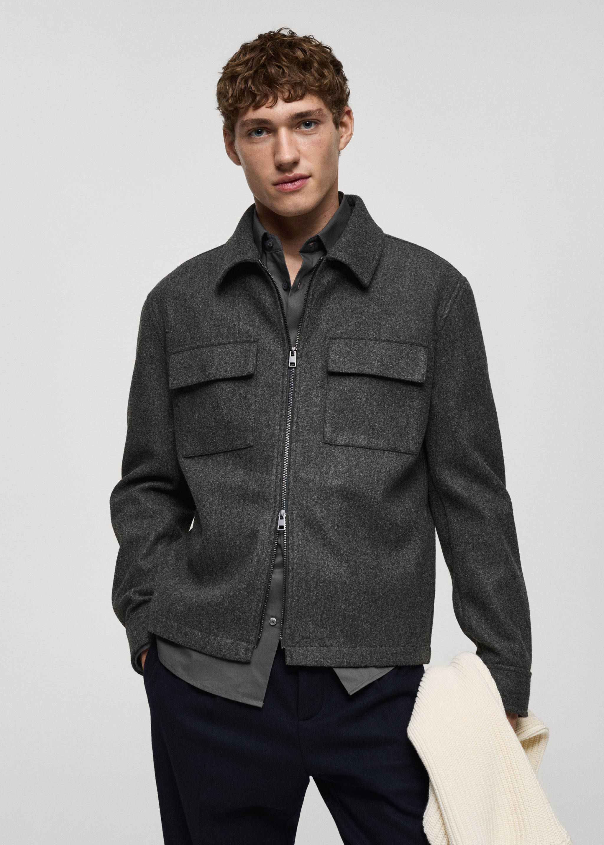 Regular-fit flannel jacket with pockets - Medium plane