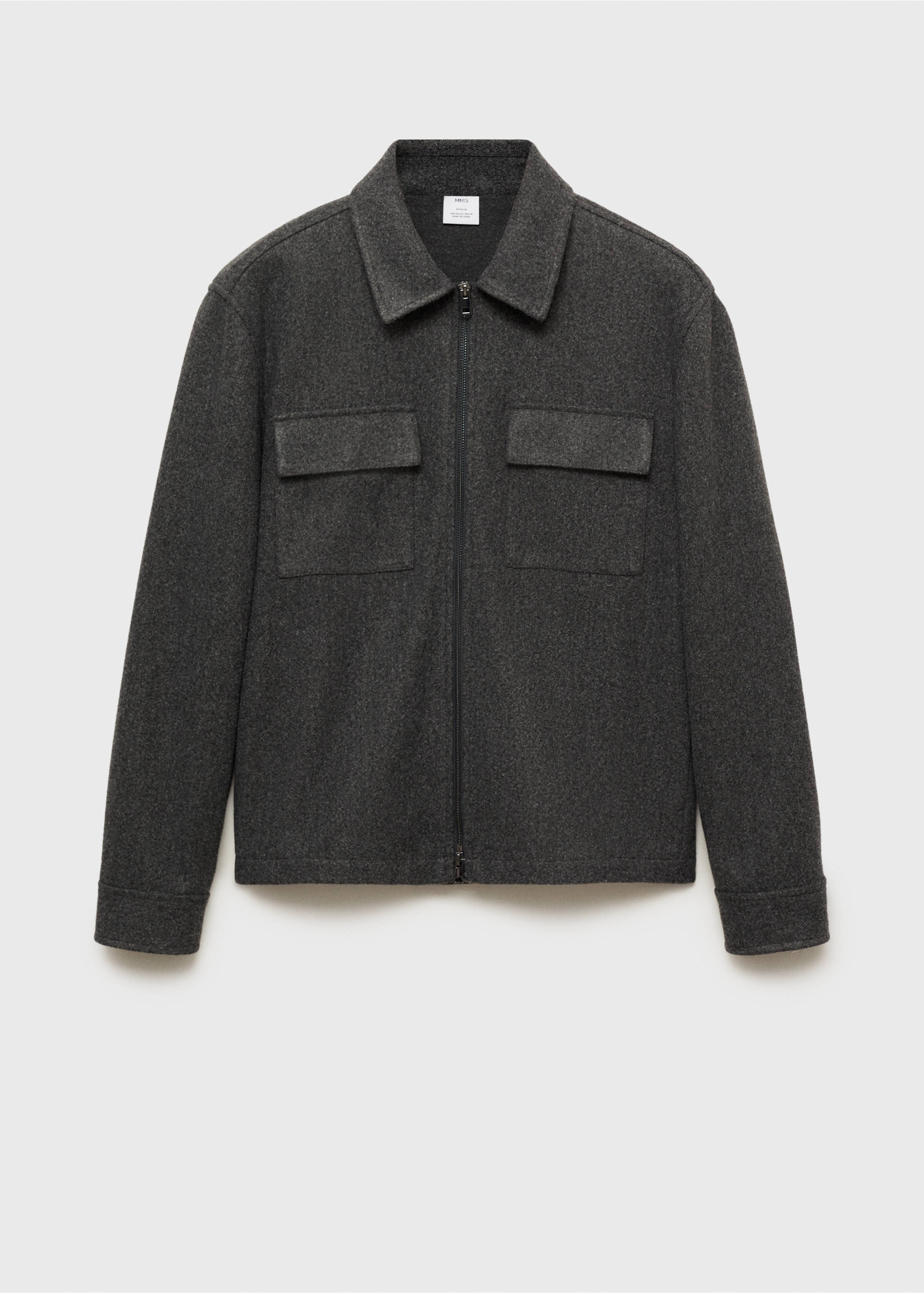 Regular-fit flannel jacket with pockets - Article without model, Dark Heather Grey. Ref: 87930595-00.